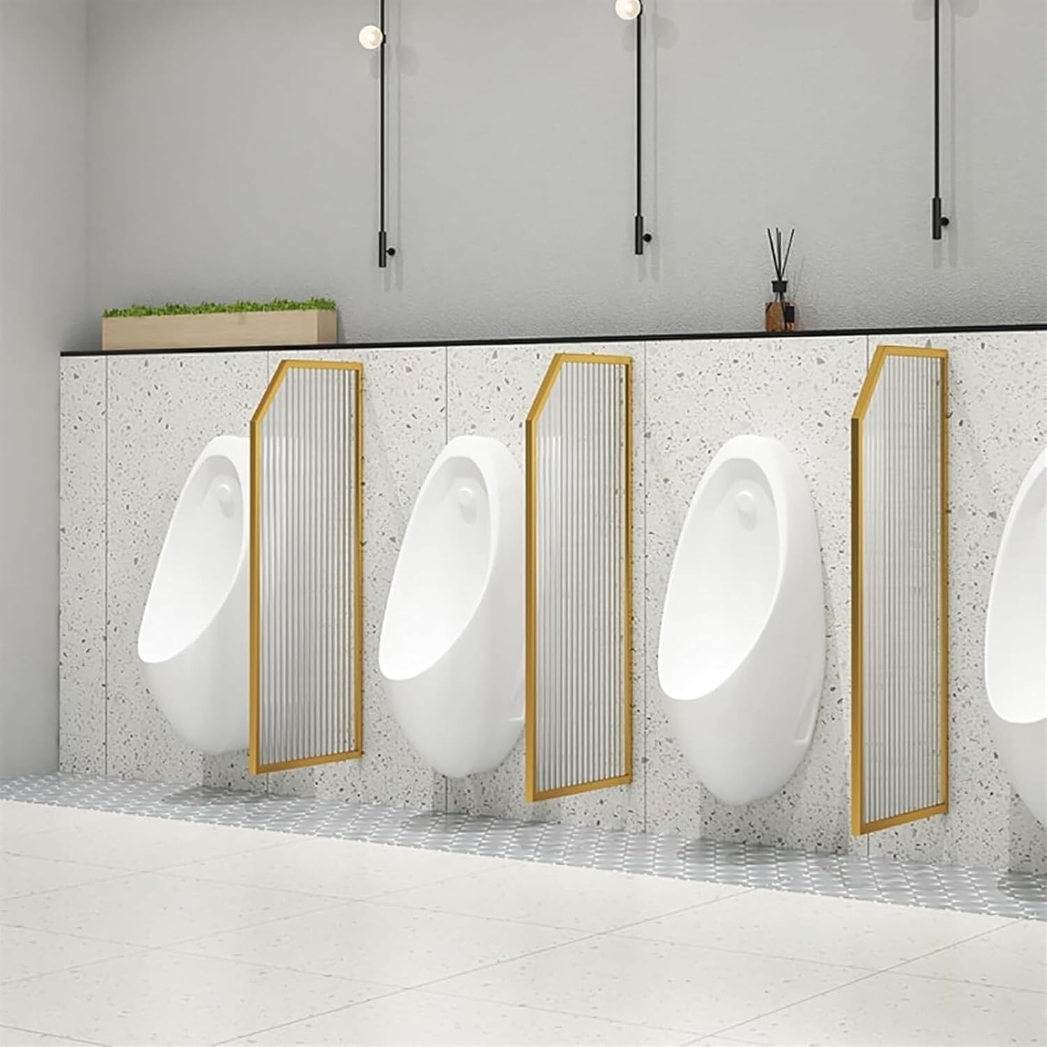 Urinal Partition,Wall-mounted Urinal Screen Toilet Partition, Waterproof Toilet Partition Baffle, Toilet Protection Divider for Schools kindergartens Shopping malls Public Places(Gold)