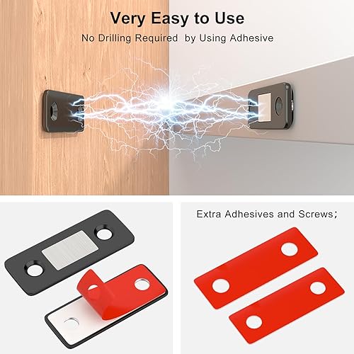 Miniatura 2 de Jiayi - Paquete de 2 cierres magnéticos para armario, cierre magnético ultradelgado para puertas de armario o para cajón, pestillo de imanes y con