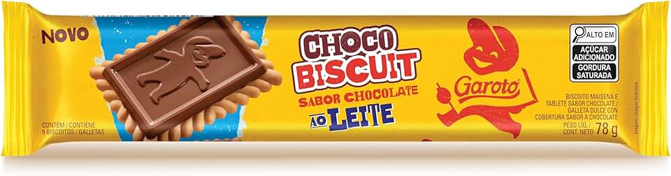 Biscoito com Chocolate Chocobiscuit GAROTO ao Leite 78g