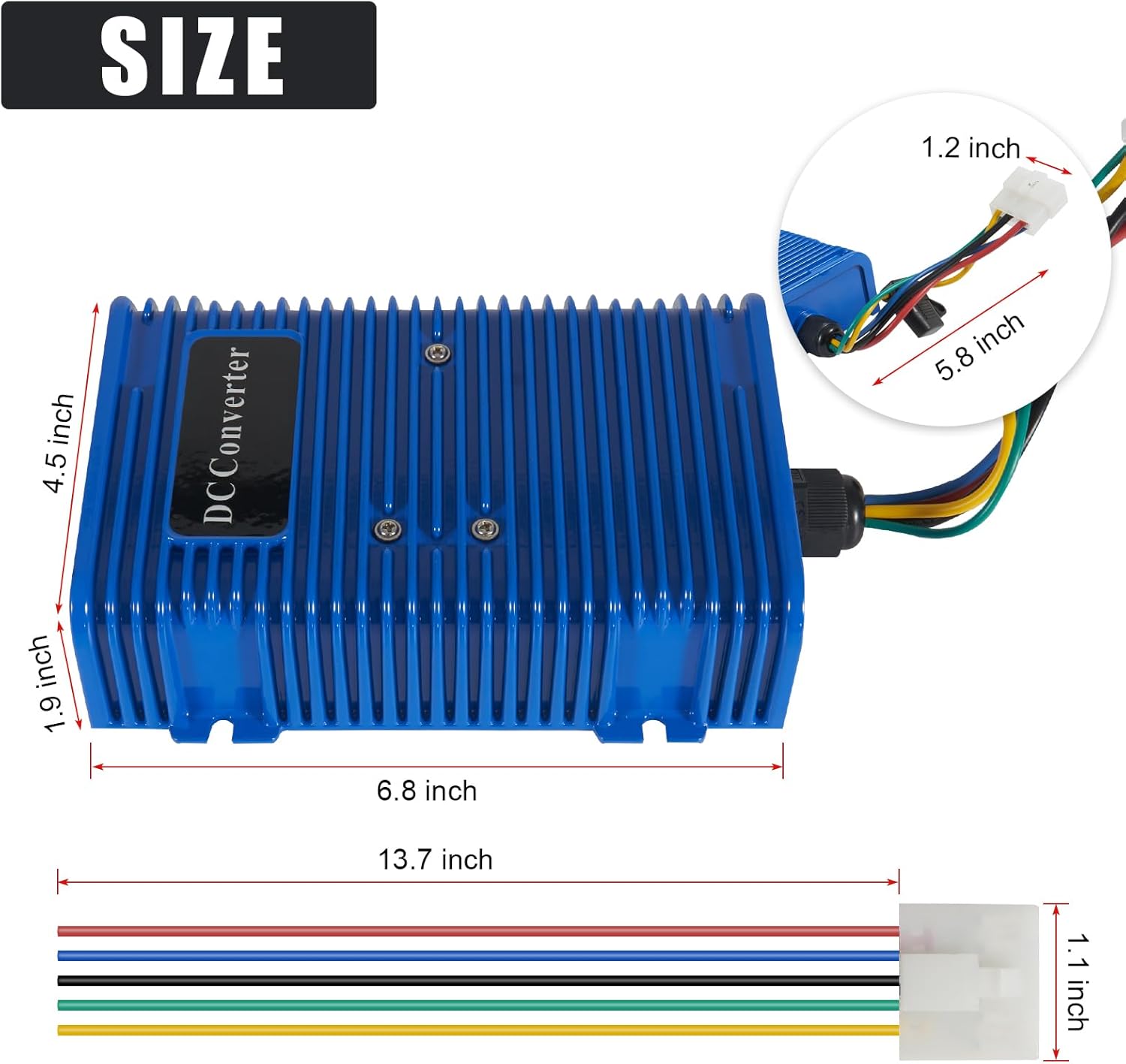 Universal 36V/48V to 12V Voltage Reducer Converter, DC to DC Step Down Regulator Compatible with EZGO, Yamaha, Club Car Golf Cart, 30A 350W