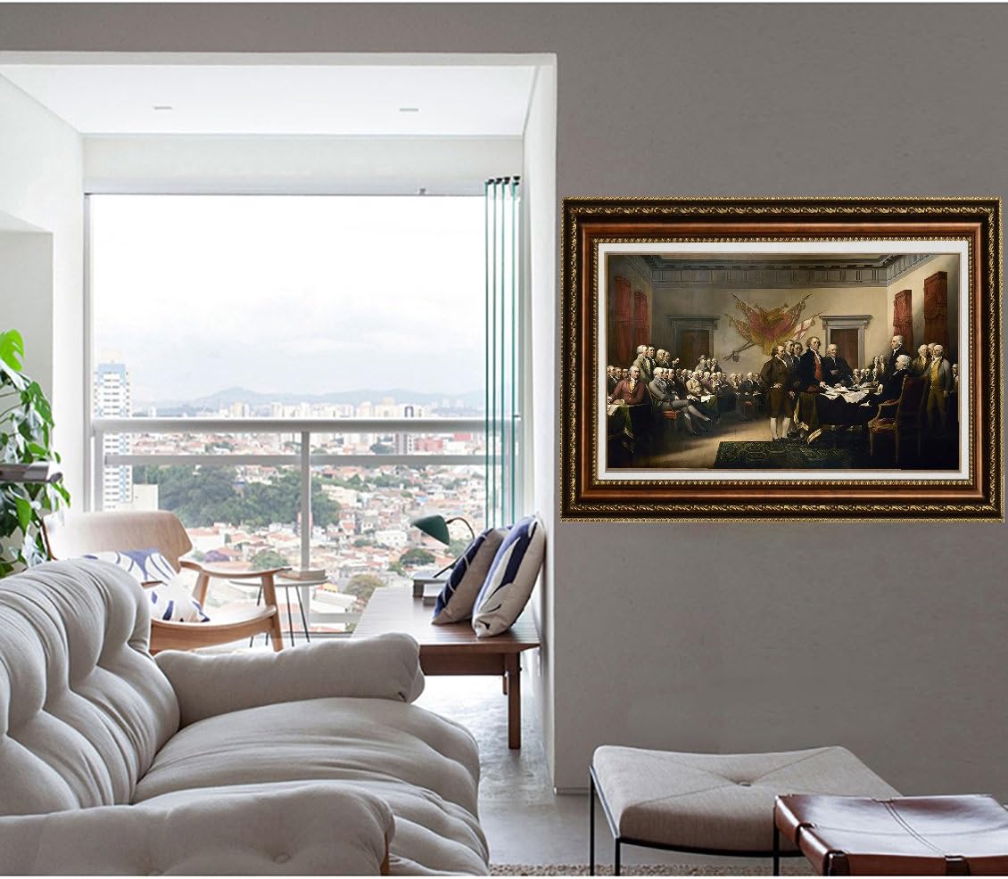 ELITEART-The Declaration of Independence By John Trumbull Oil Painting Reproduction Giclee Wall Art Canvas Prints-Framed Size:26"x 36"