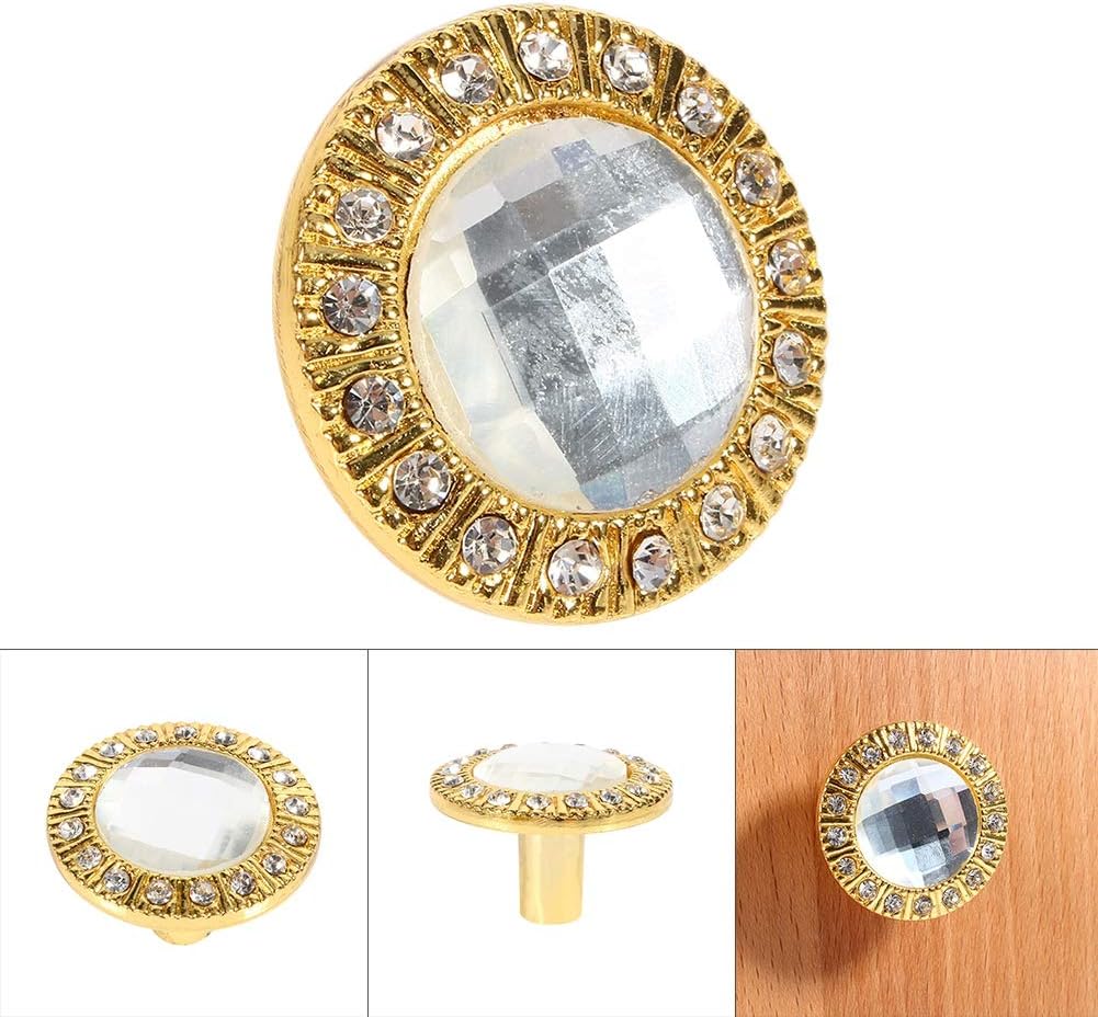 10PCS Round Rhinestone Cabinet Knobs, Shiny Crystal Drawer Pull Handles for Cupboard Door Furniture, with Zinc Alloy Base
