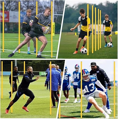 Miniatura 6 de Equipo de entrenamiento de bastones de agilidad incluye 6 postes de agilidad, 6 obstáculos de salto, escalera de agilidad, 12 conos de fútbol, 1
