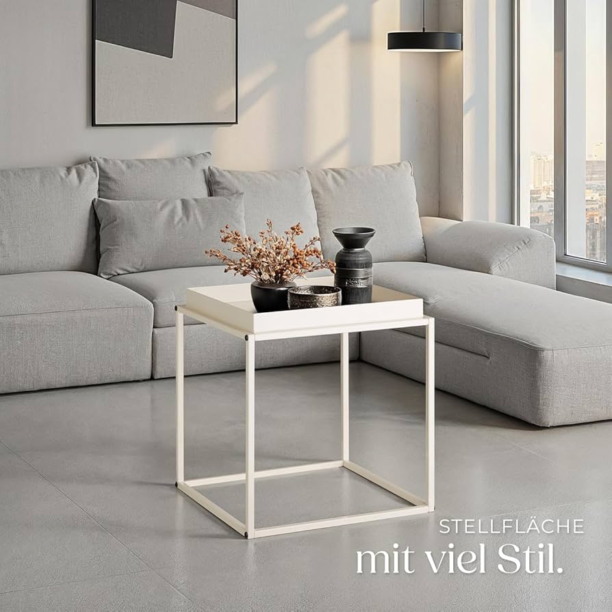 tectake Metal Side Table, Coffee Table, Bedside Table, Couch