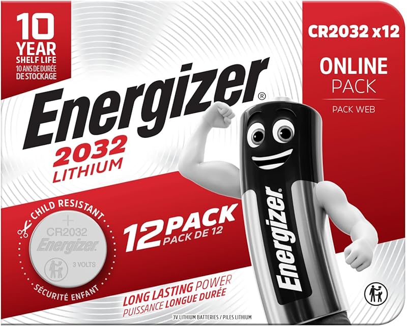 Energizer CR 2032 Pile Bouton (Lot de 12) - Piles Lithium 3V- pour L'Air Tag, Clés, appareils Maison, Sport et médicaux - Emballage sécurisé - Conservation 10 Ans [Exclusivité Amazon]