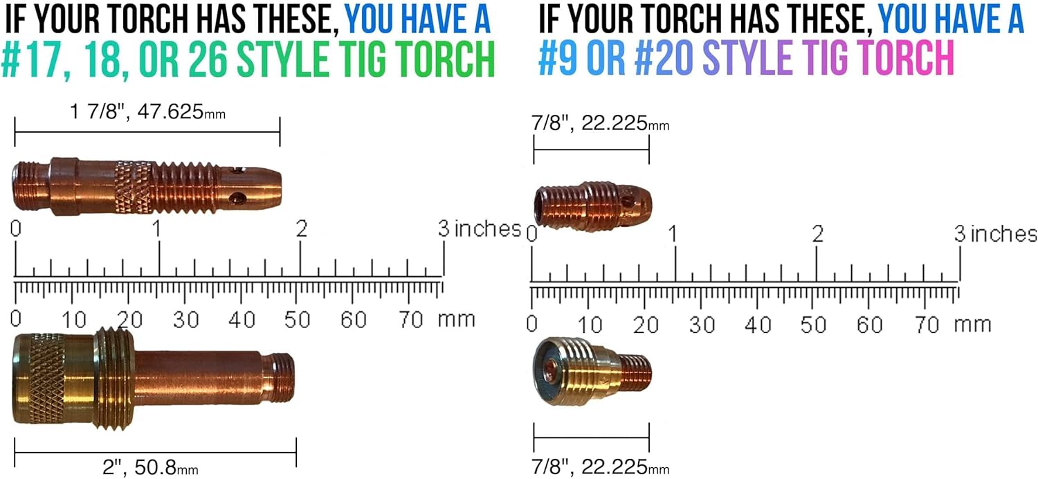 Weldmonger Stubby Gas Lens Kit for #17, 18, 26 Style Torches