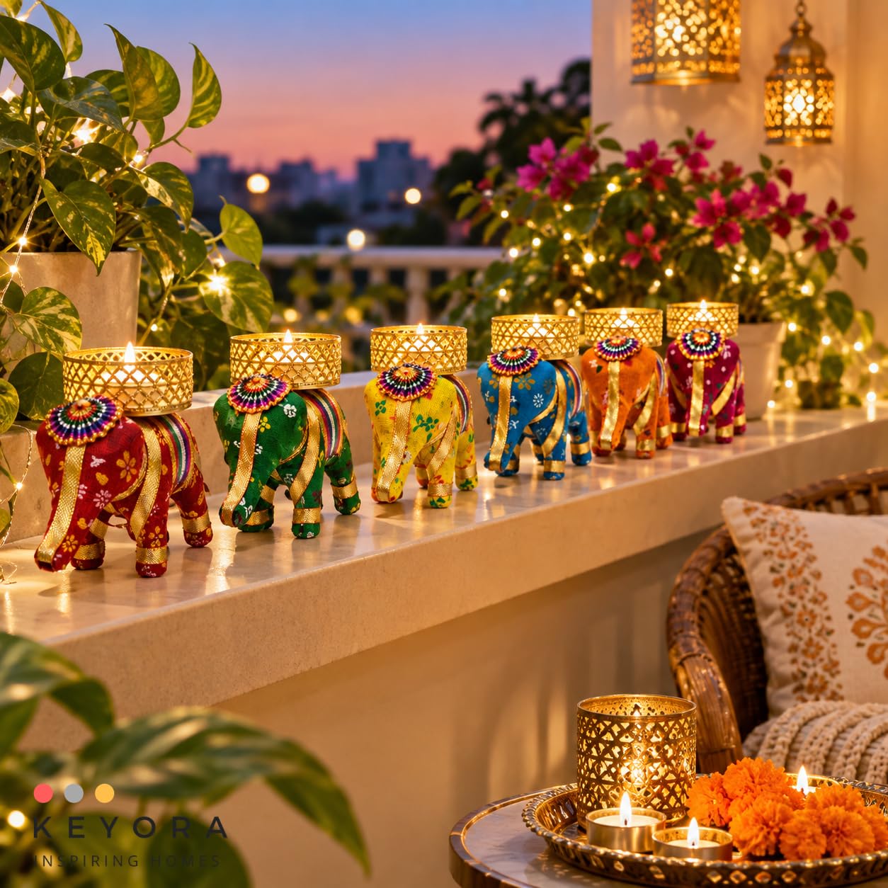 Elephant Tealight Holders - Diwali Decor & Gifts -2