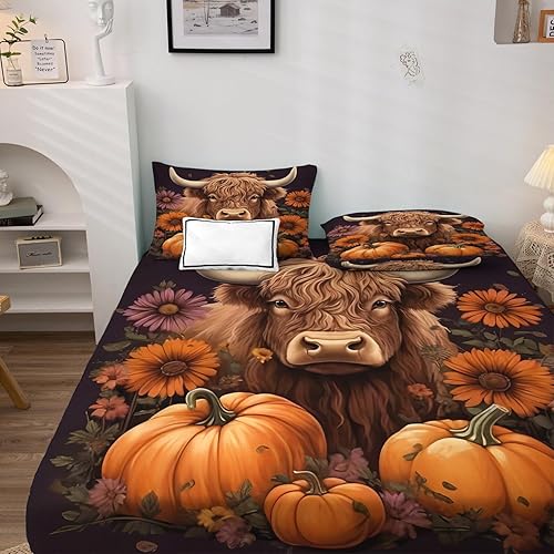 Miniatura 3 de Juego de sábanas de tamaño matrimonial sábanas de vaca de las montañas, sábanas y fundas de almohada, sábanas y fundas de almohada, microfibra