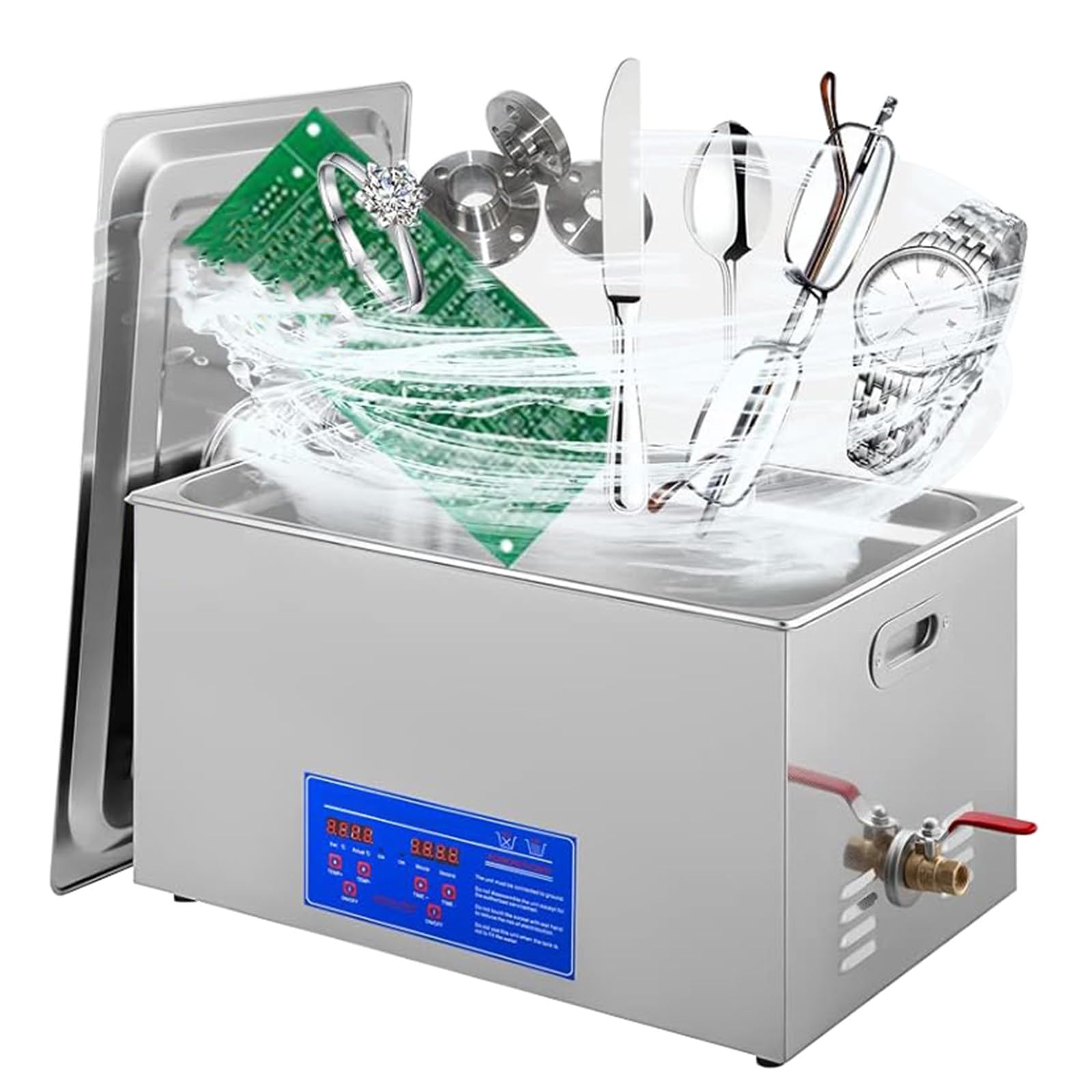 Nettoyeur à ultrasons pour disques vinyles - Nettoyeur à ultrasons 10/15/22/30 L en acier inoxydable pour bijoux, lunettes, montres, appareils dentaires et autres pièces - Nettoyage par temp