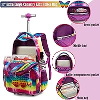 Vista 5 de Egchescebo Mochila con ruedas para niñas con ruedas para niños y niñas, mochila con ruedas