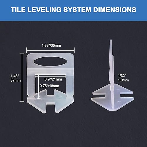 Miniatura 2 de Sistema de Nivelación de Azulejos con Clips Espaciadores de Azulejos de 1/32" Separadores de Nivelador de Azulejos de 1mm Juego de Herramientas