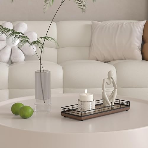 Miniatura 9 de Bandeja de tocador de baño de madera de acacia, bandeja pequeña de encimera de 11 pulgadas de largo para tocador, mesa, encimera de cocina, barra