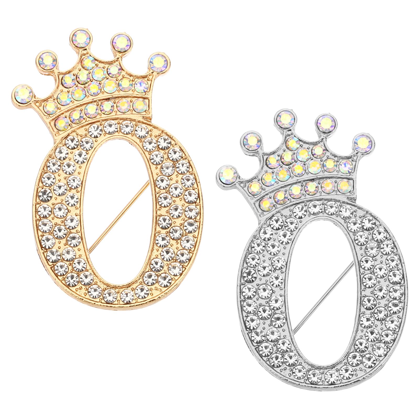 PATIKIL Letter Brooch Pins, Crown Initial Rhinestone Alphabet Letter Lapel Badges Pin for Women Suits Dress