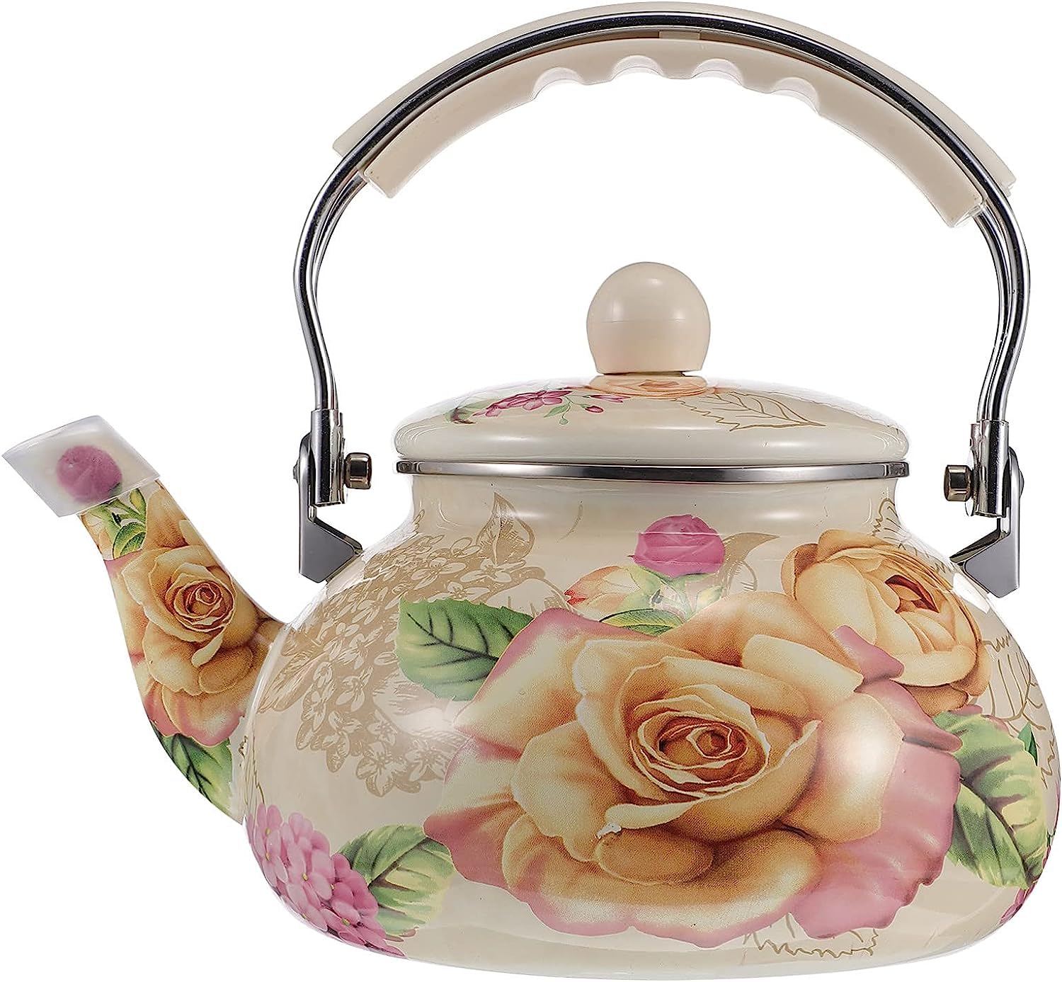 Set Teiera E Tazza In Ceramica Vintage - Bollitore Da 460ml Con Tappo In Sughero, Design Retrò - Foto 4