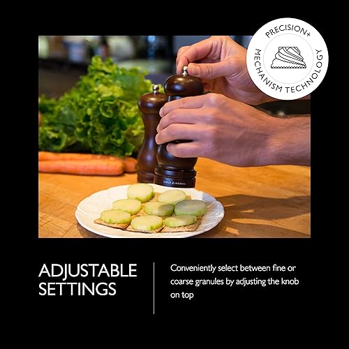 Miniatura 3 de Cole and Mason Forest Capstan molinillo de pimienta (12.5 pulgadas) de madera de haya oscura, Sal, Salt