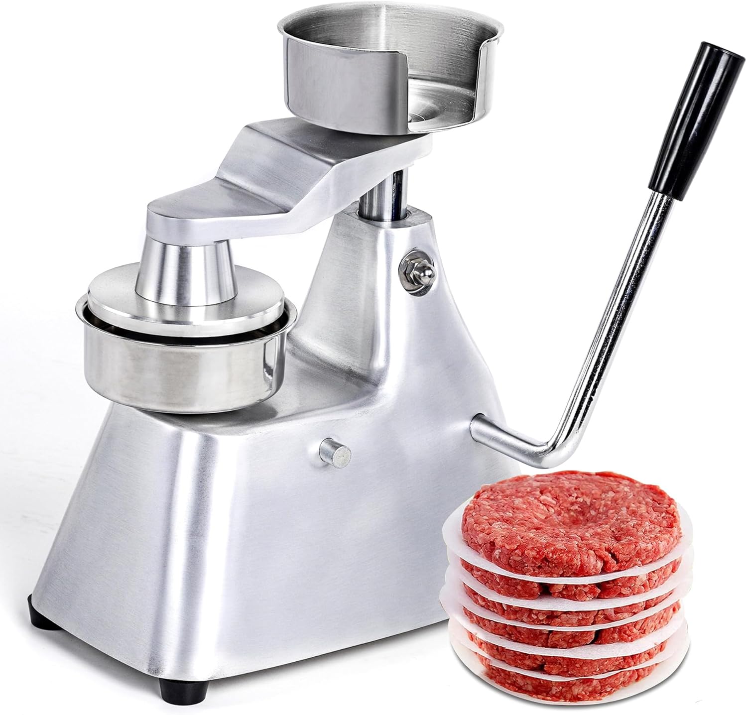 Commercial Hamburger Patty Maker 130mm/5 inch Stainless Steel Burger Press Heavy Duty - Patty Forming Processor with 1000 Patty Papers