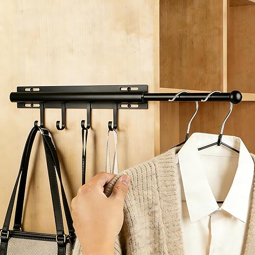 12in，Valet Rod，Valet Rod For Closet Pull Out，（Black） Closet Rod，Hanging Rod，Scalable