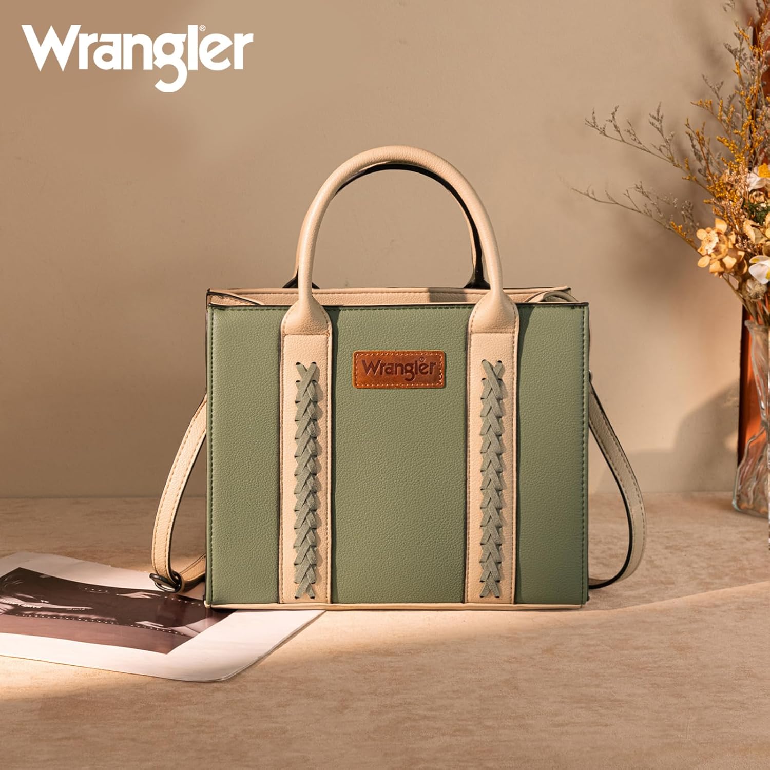 Wrangler Tote Bags for Women Top-handle Handbags and Purse for Women with Adjustable Strap - Image 3
