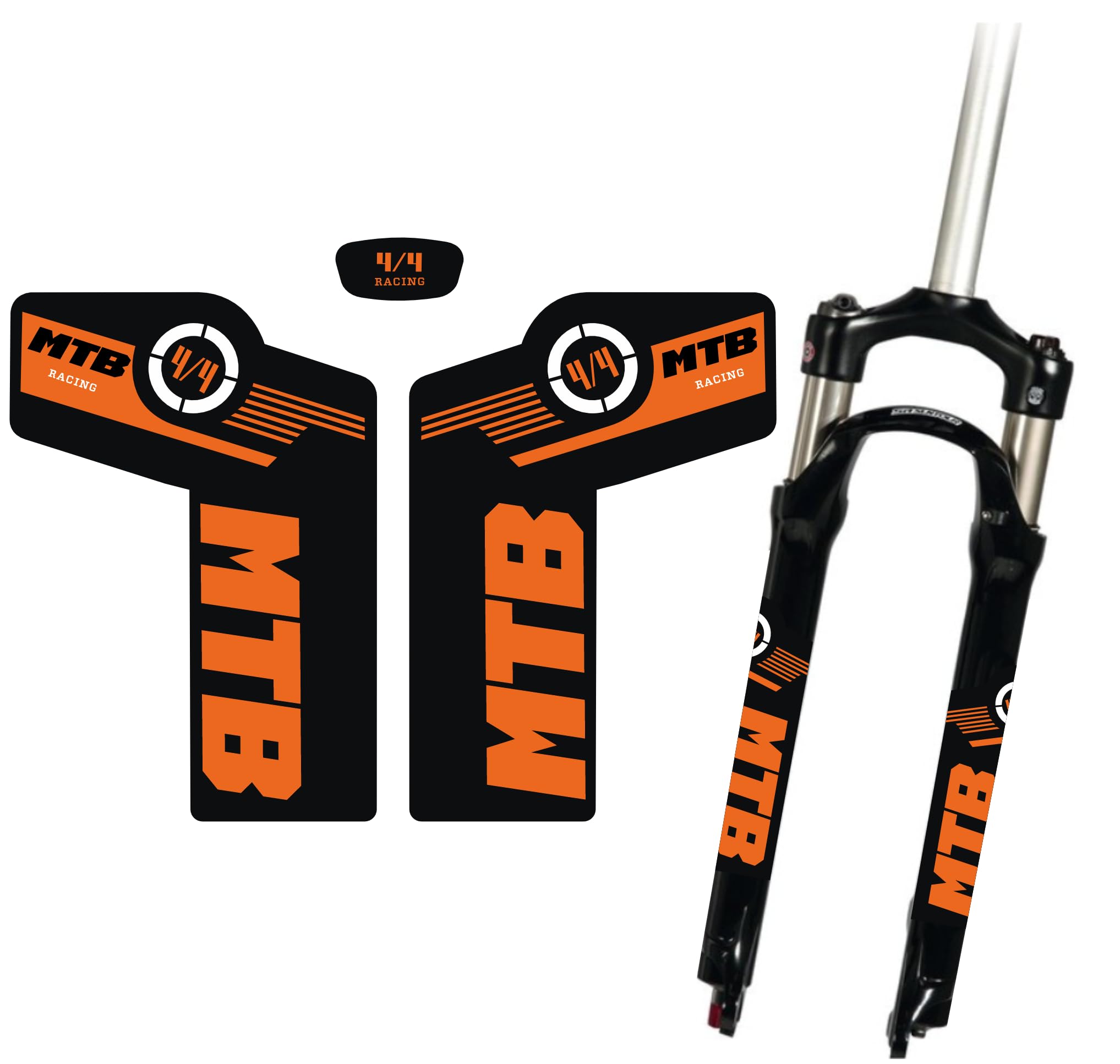 Autocollants de fourche VTT – Autocollant résistant pour amortisseurs avant – Vinyle imperméable pour VTT – Tuning Vélo personnalisé B0223 (ORANGE NOIR)