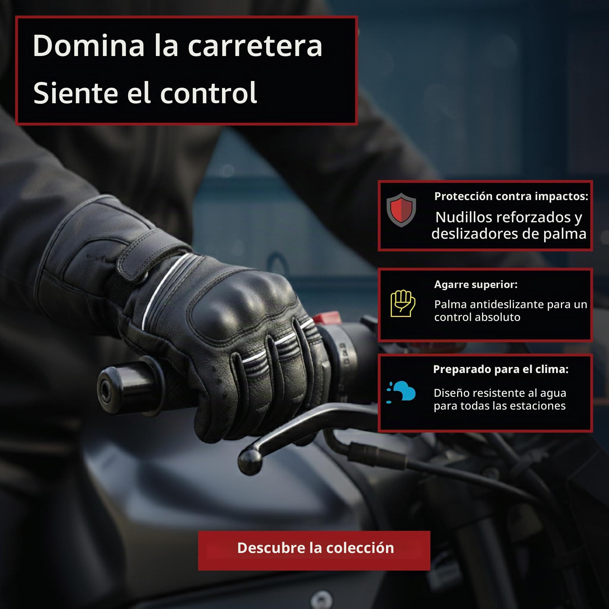 Guantes de Moto de Invierno de Cuero Premium, Impermeables, Guantes de Motocicleta de Invierno, Resistentes al Viento, Pantalla táctil, Guantes cálidos Nudillos Duros