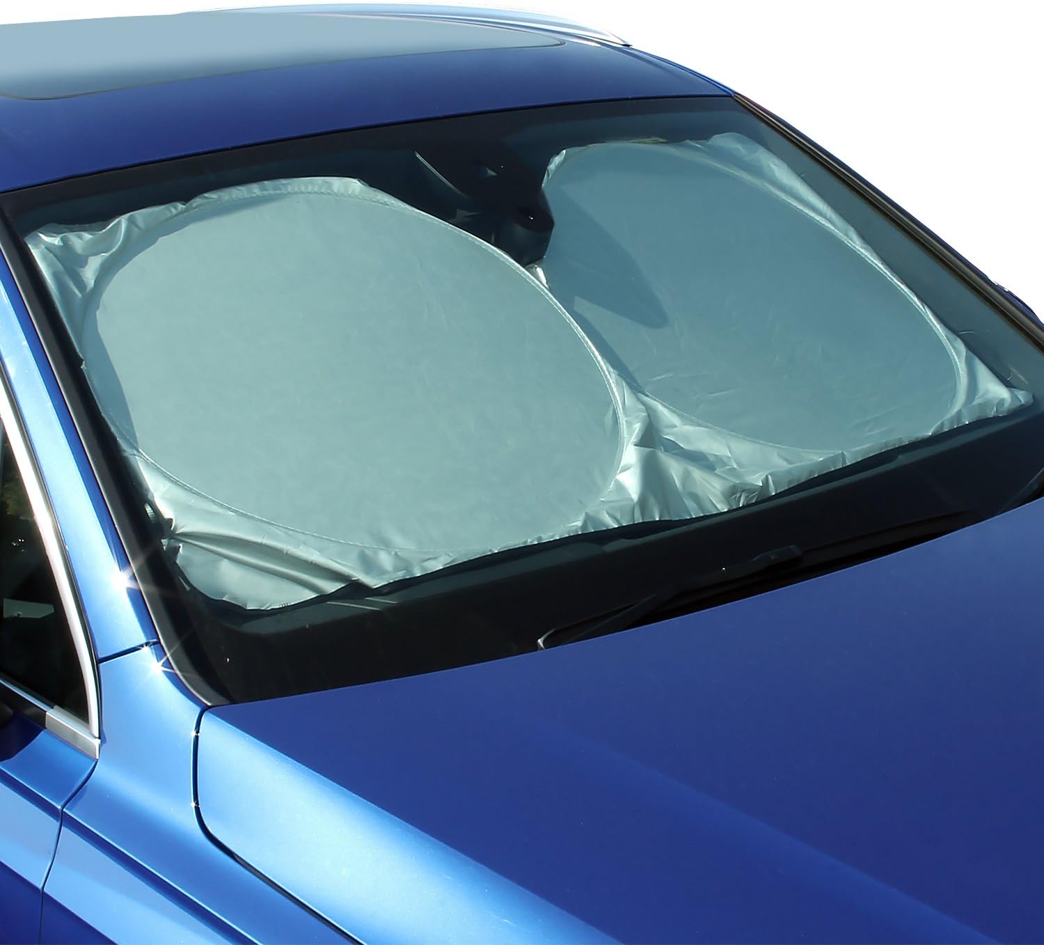 CampTeck U6834 Foldable Reflective Car Windscreen Sunshade Reflector UV Rays Windshield Sun Shade Sun Protector Universal Fit (148cmx70cm) with Carrying Pouch