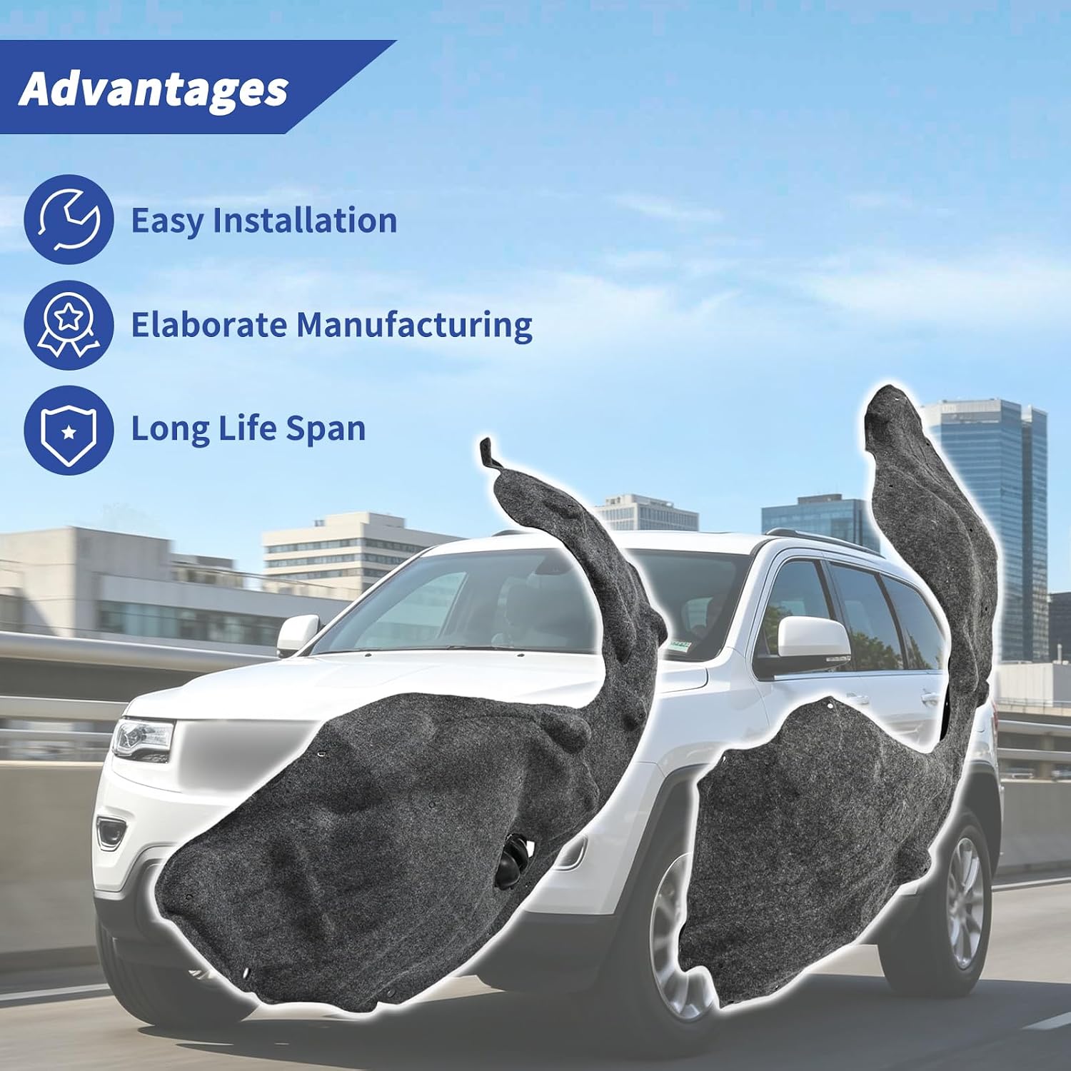 Front Wheel Fender Liner Pair Compatible with Jeep Grand Cherokee 2011-2021 Except SRT-8 Replace 55079293AF 55079292AF 55079292AG 55079293AL Left and Right Side