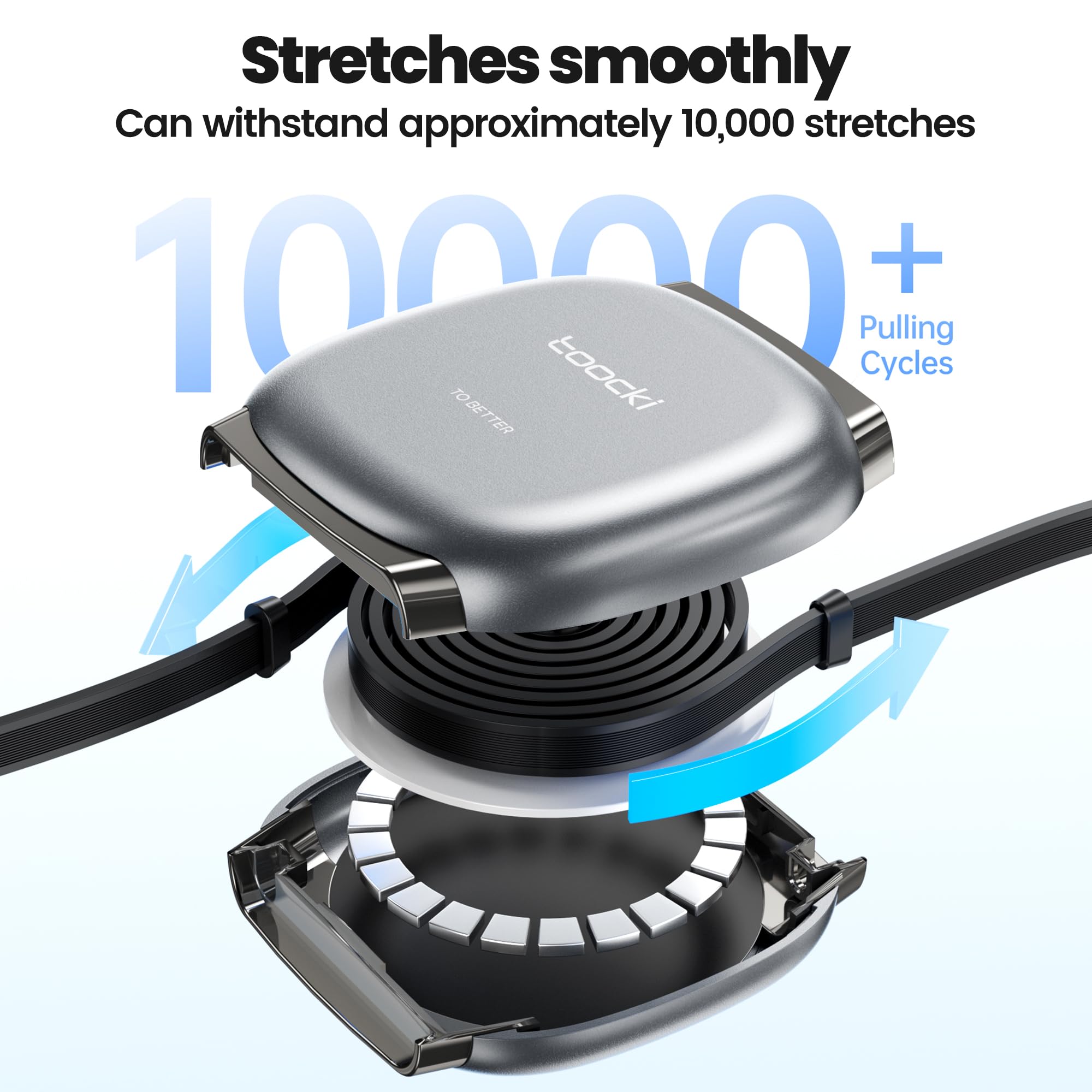 100 W zwijany kabel USB C (1 m), USB C na USBC, kabel do szybkiego ładowania z magnetycznym gniazdem do podróży, samochodu, codziennego użytku, 4 wstępnie ustawione długości do iPhone 16/15, Galaxy