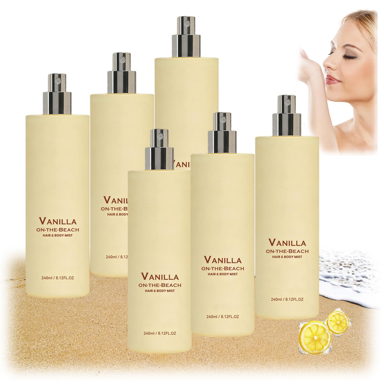 Vanilla Beach Haar- und Körperspray, Warmer Vanille-Kokos-Duft, Langanhaltender, frischer Duft, Leicht & Nicht klebrig für Haut & Haar, Vanilleparfüm für Damen und Herren (6PCS)
