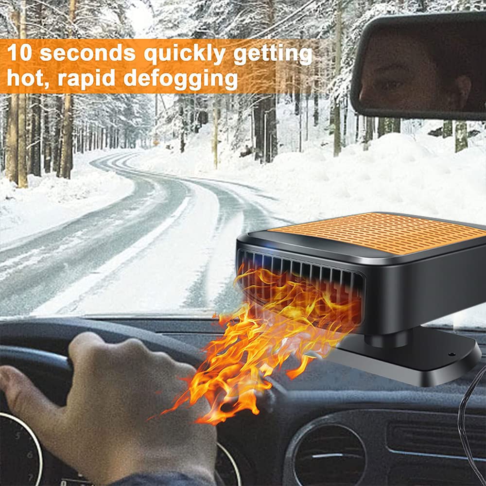 Riscaldatore portatile per auto, 12 V, 200 W, riscaldamento e raffreddamento rapido del parabrezza, riscaldatore portatile a 360° con presa accendisigari per veicolo