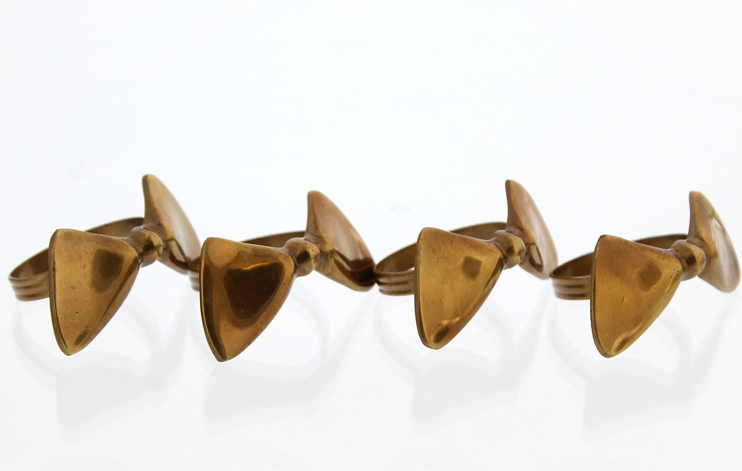 Decors4less Napkin Rings for Dinners, Parties, Holidays,Everyday Use, Set of 4,Gold Tone (Bow Tie)