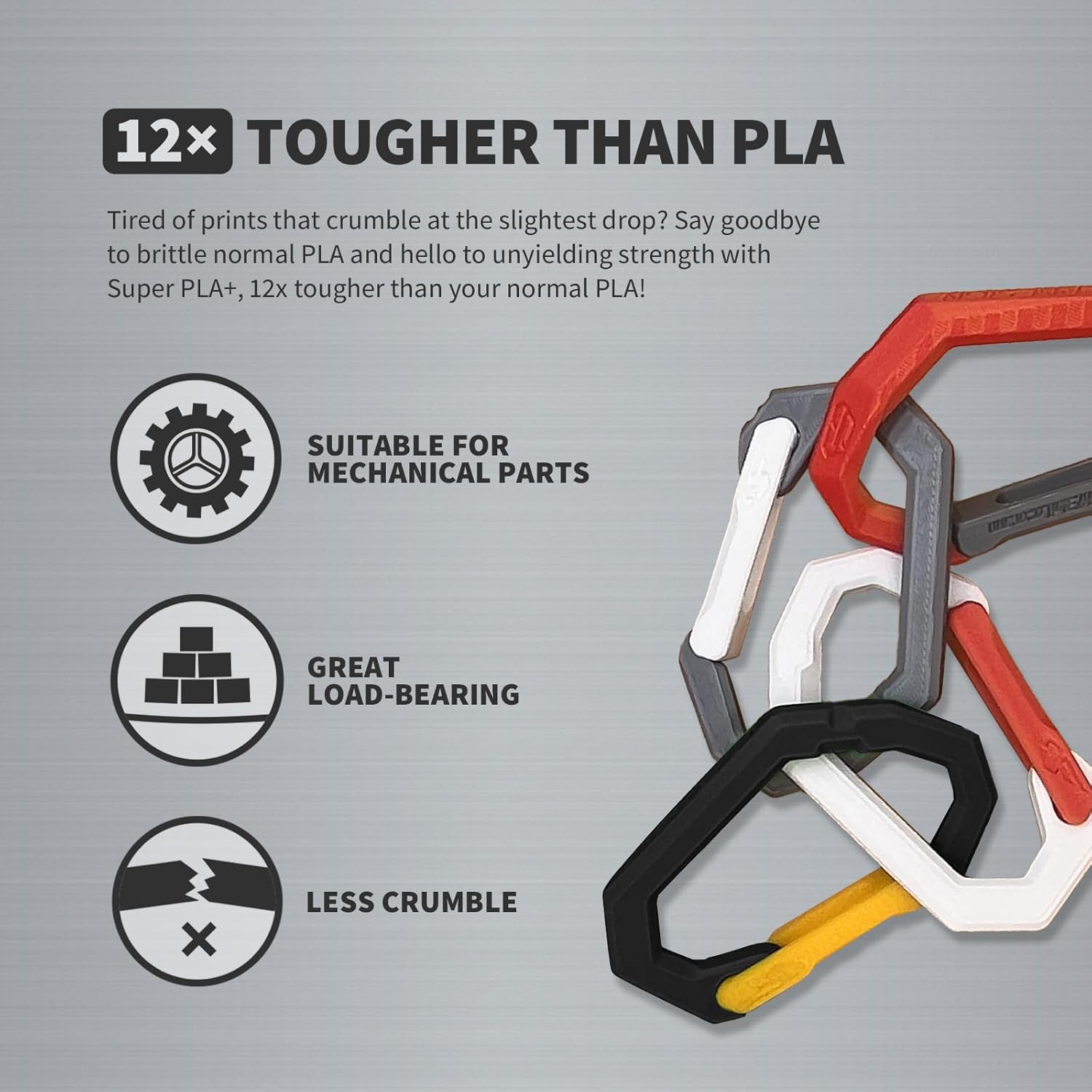 OVERTURE Super PLA+ Filament 1.75mm, Toughness Enhanced PLA Plus, Professional Toughness 3D Printer Filament 1kg (2.2lbs), High Precision +/- 0.02mm (Black) - Image 4