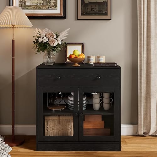 Miniatura 13 de TUSY Armario modular de almacenamiento de 31.5 pulgadas, 4 estilos, moderno juego de soporte de TV para sala de estar, aparador con cajón, armarios