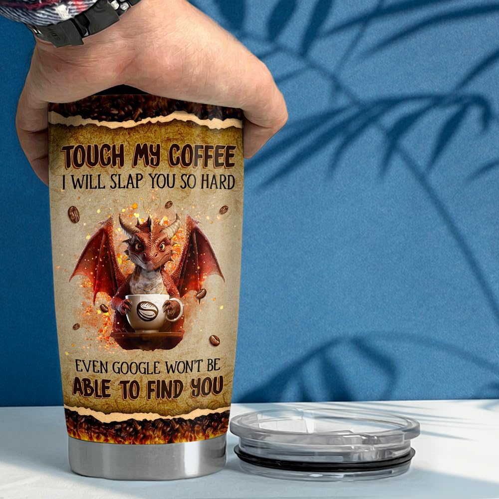 SANDJEST Funny Dragon Tumbler 20oz Stainless Steel Insulated Tumblers Coffee Travel Mug Cup Gift for Men Women Coffee Lovers Gifts for Birthday Christmas - Image 5