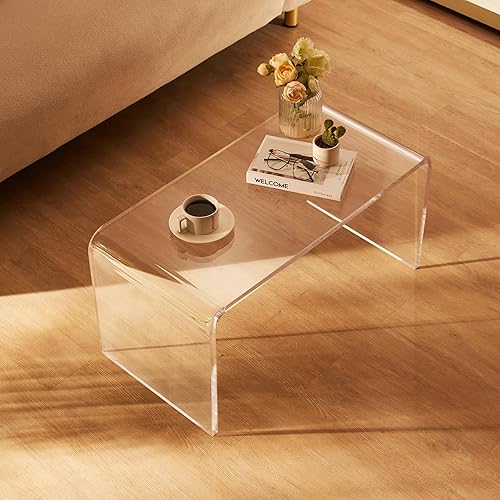 Miniatura 2 de VEVOR Mesa auxiliar de acrílico transparente en forma de U, mesa auxiliar de acrílico transparente, 32 x 15.8 x 16.3 pulgadas para café, bebida,