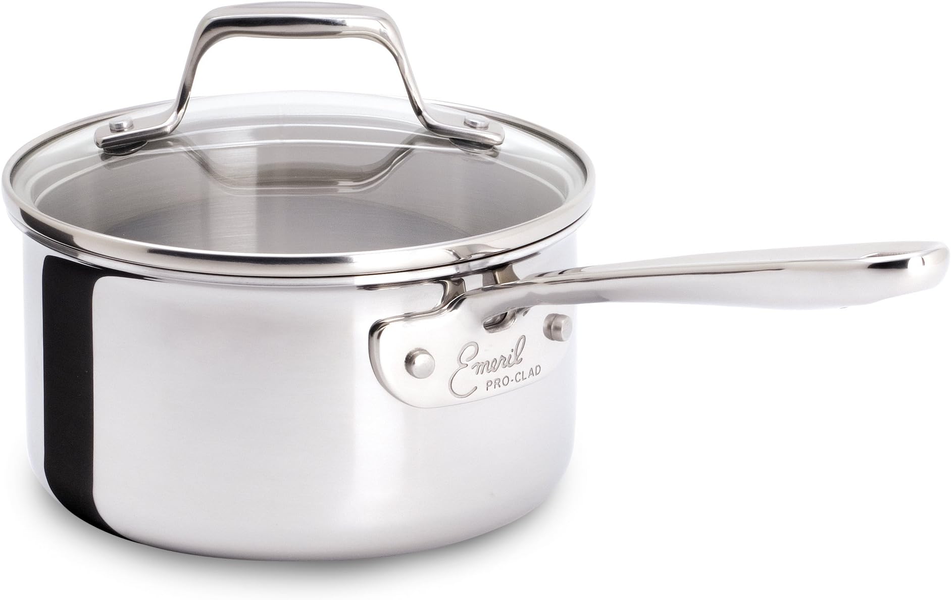 Emeril by All-Clad E9832164 PRO-CLAD Tri-Ply Stainless Steel Dishwasher Safe PFOA Free Sauce Pan Cookware, 1-Quart, Silver