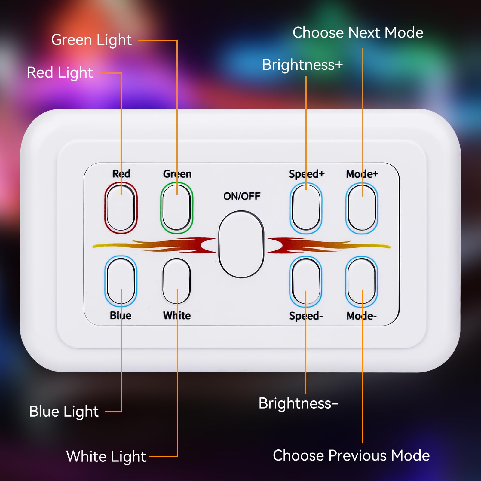 RVZONE Controlador de luz LED RGBW, interruptor LED de 4 canales, regulador RGBW, interruptor de atenuación de panel montado en la pared, para lámparas LED de 12/24 V 8 A con función RGBW