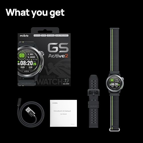 Miniatura 9 de mibro GS Active2 - Reloj inteligente para correr AMOLED de 1,32 pulgadas, ligero, reloj GPS deportivo de maratón con guía de entrenamiento y