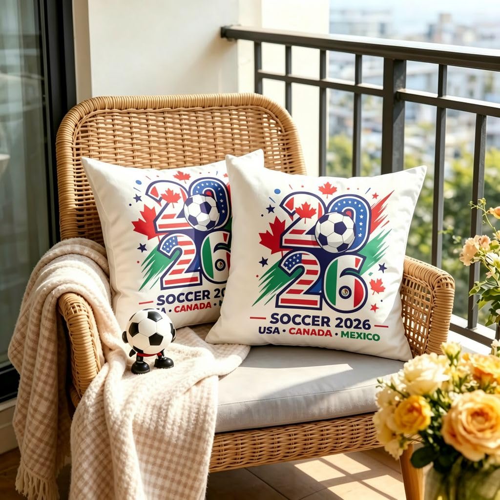 Patriotic Soccer Linen Pillow Covers -24x24