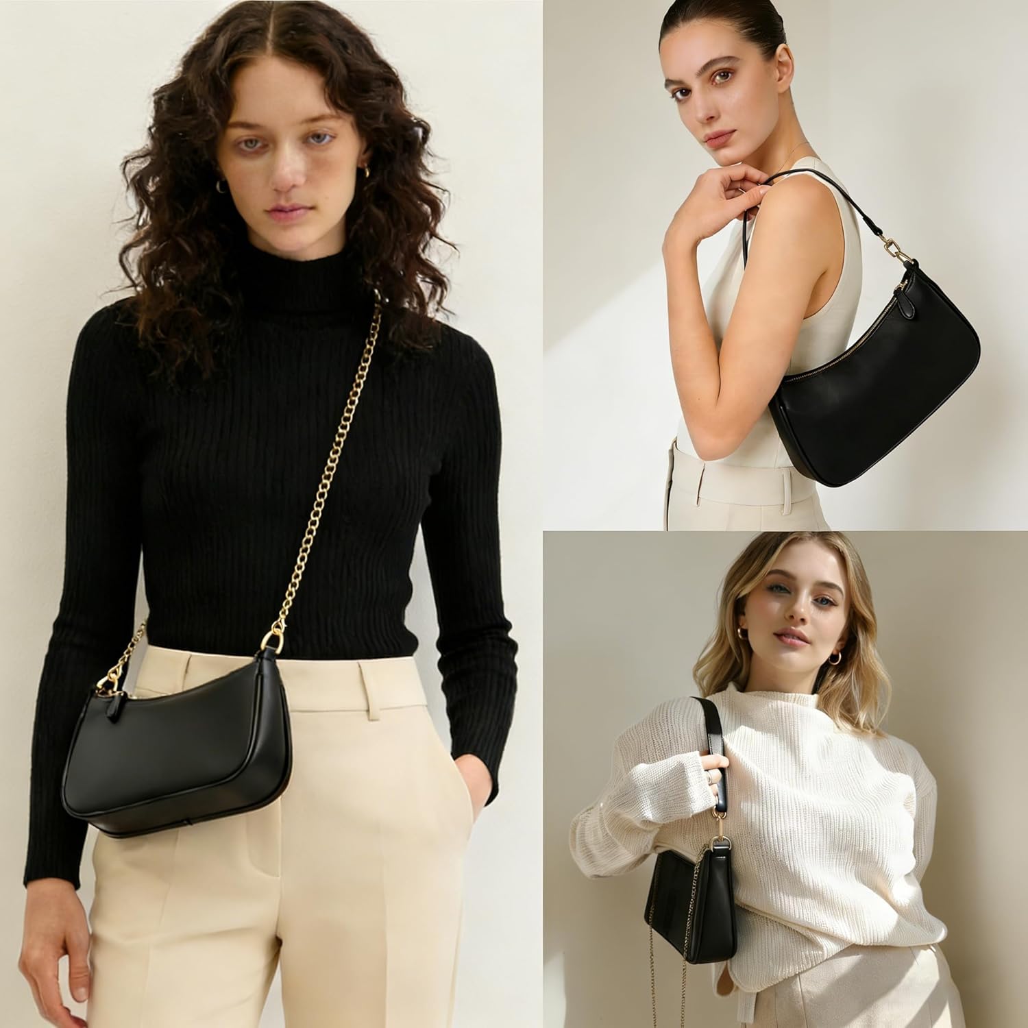 VODIU Clutch Tote Handbags with 2 Removable Straps and Zipper Closure Crossbody Bags Shoulder Purse Handbag for Women - Image 2