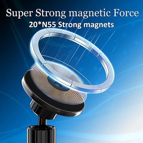Miniatura 7 de Soporte magnético de teléfono al vacío para Mag Safe 89 + libras de succión más fuerte y 20 imanes N55, soporte de teléfono ajustable para