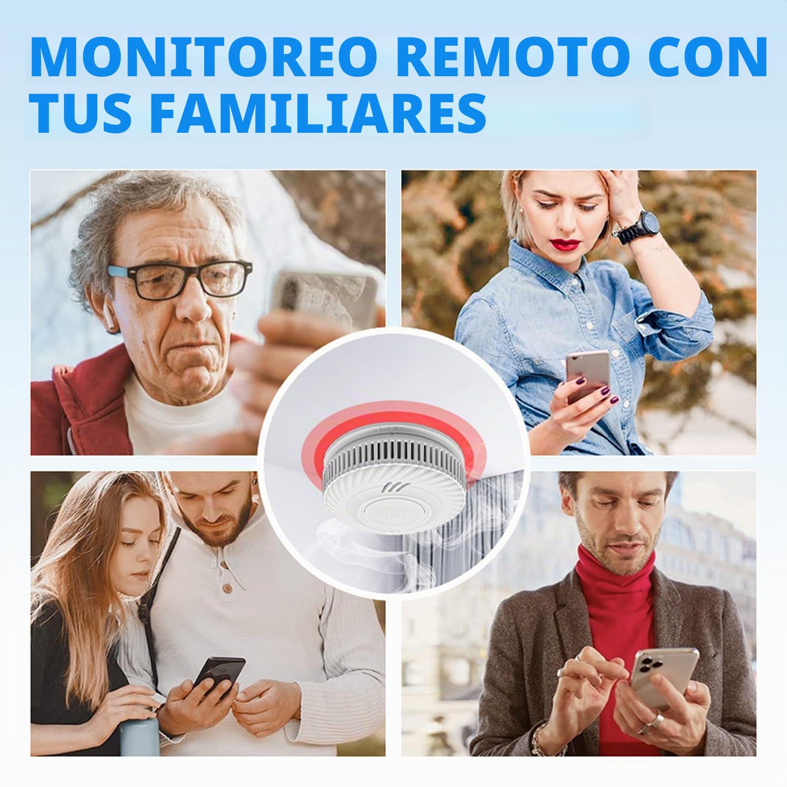 Smart WiFi Detector de Humo 10-Año Batería, Detector de Humo con Sensor Fotoeléctrico, Función de Silenciado y Autocomprobación, Certificado DIN EN14604, Compatible con Tuya/Smart Life App 2-Pack