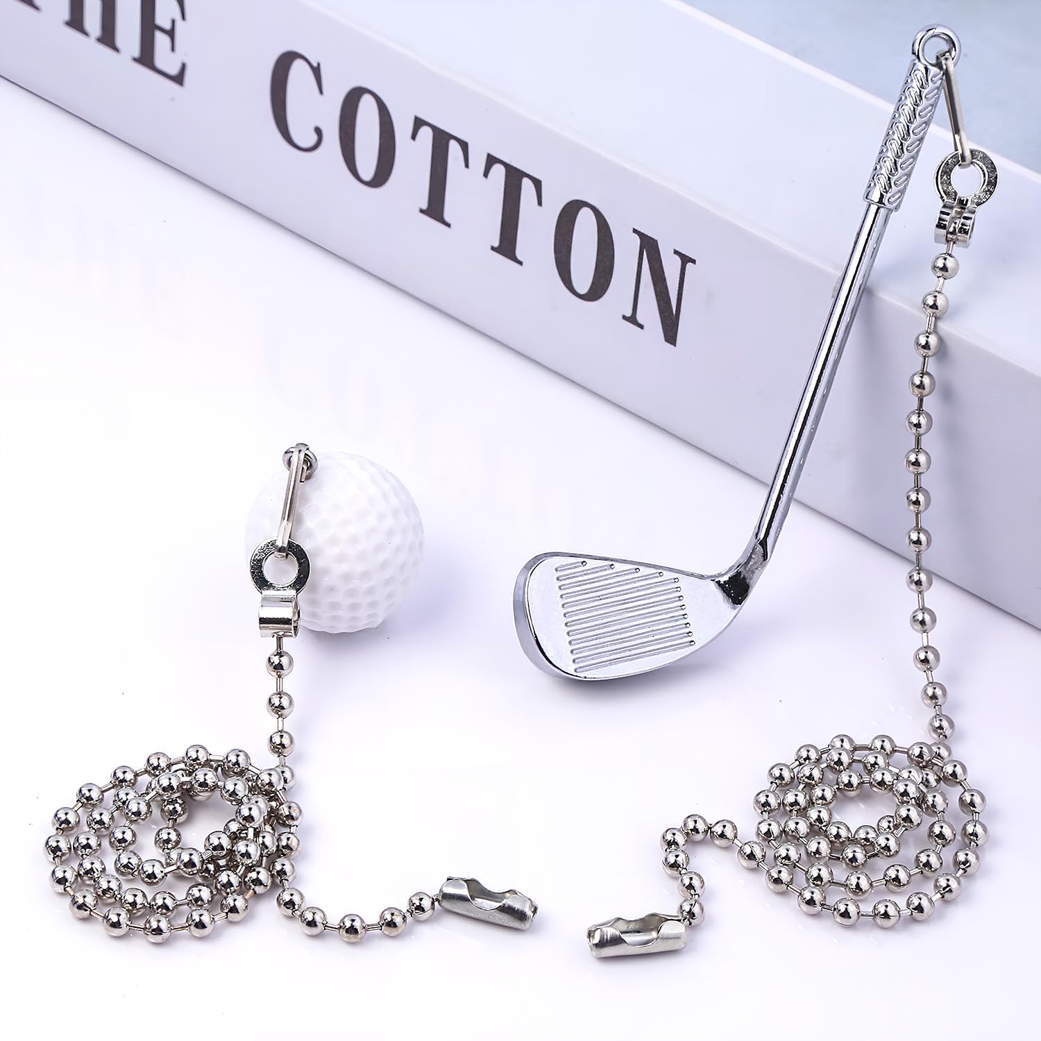 2Pcs Golf Ceiling Fan Pull Chain, Sport Theme String Charm Decorative Extension 14", Fun Light Chains Extender with Connector Accessories for Home Décor