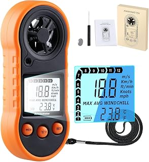 V·RESOURCING Handheld Digital Anemometer Wind Speed & Temperature Meter with Backlit LCD for HVAC, Drones, Sailing