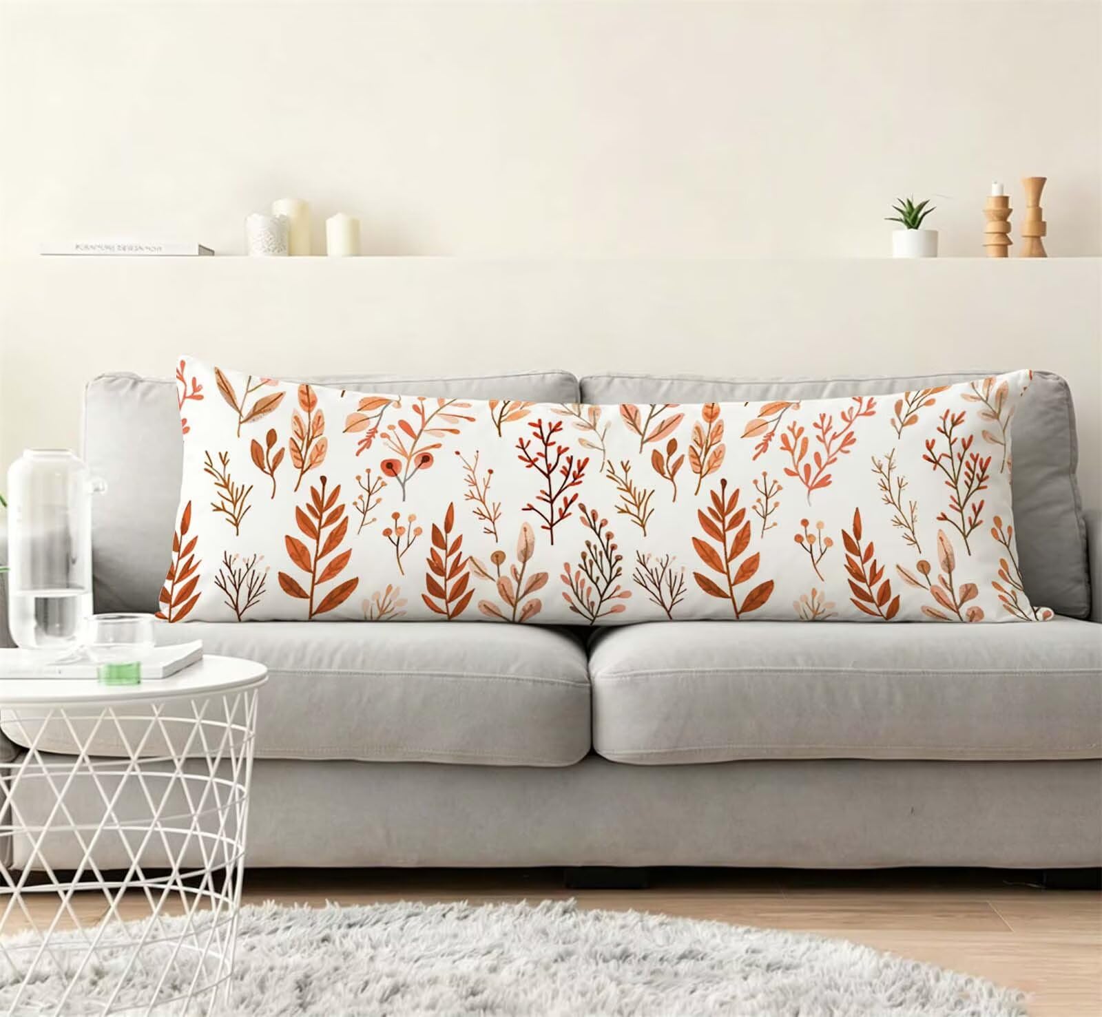 Fodera Cuscino 55 x 160 cm, Nordic-22 Lino Copricuscini Letto, | con Invisibile Cerniera, Morbida e Traspirante, per biancheria da letto, divano, hotel, chi dorme sul fianco Moderno j-37