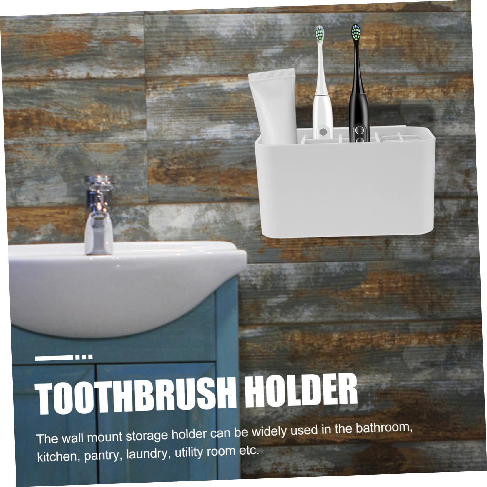 MAGICLULU Portaspazzolini da Denti da Parete per Bagno, Organizer per Spazzolini Elettrici, Abs Bianco, Fori di Drenaggio, Gancio Adesivo Resistente
