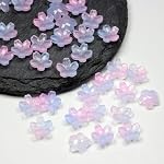 100Pcs Verre à cerises 10mm Perles de fleurs pour DIY Fabrication de bijoux, perles florales colorées, Mini Exquise Fleur Charm, pour DIY Collier Bracelet Artisanat Adulte