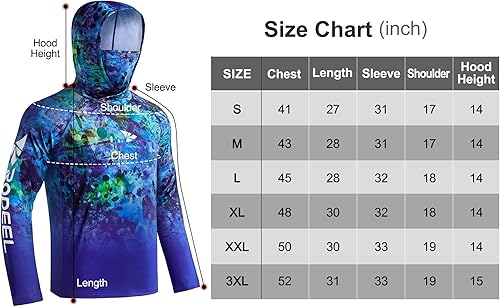 Miniatura 9 de Rodeel UPF 50+ - Camisa de manga larga para hombre, para senderismo, pesca, senderismo, con máscara, cuello UV, polaina con capucha