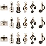DanLingJewelry 30Pcs 6 Styles Enamel Musical Charms Black & White Color Instrument Music Symbol Charms for DIY Bracelet Jewelry Making