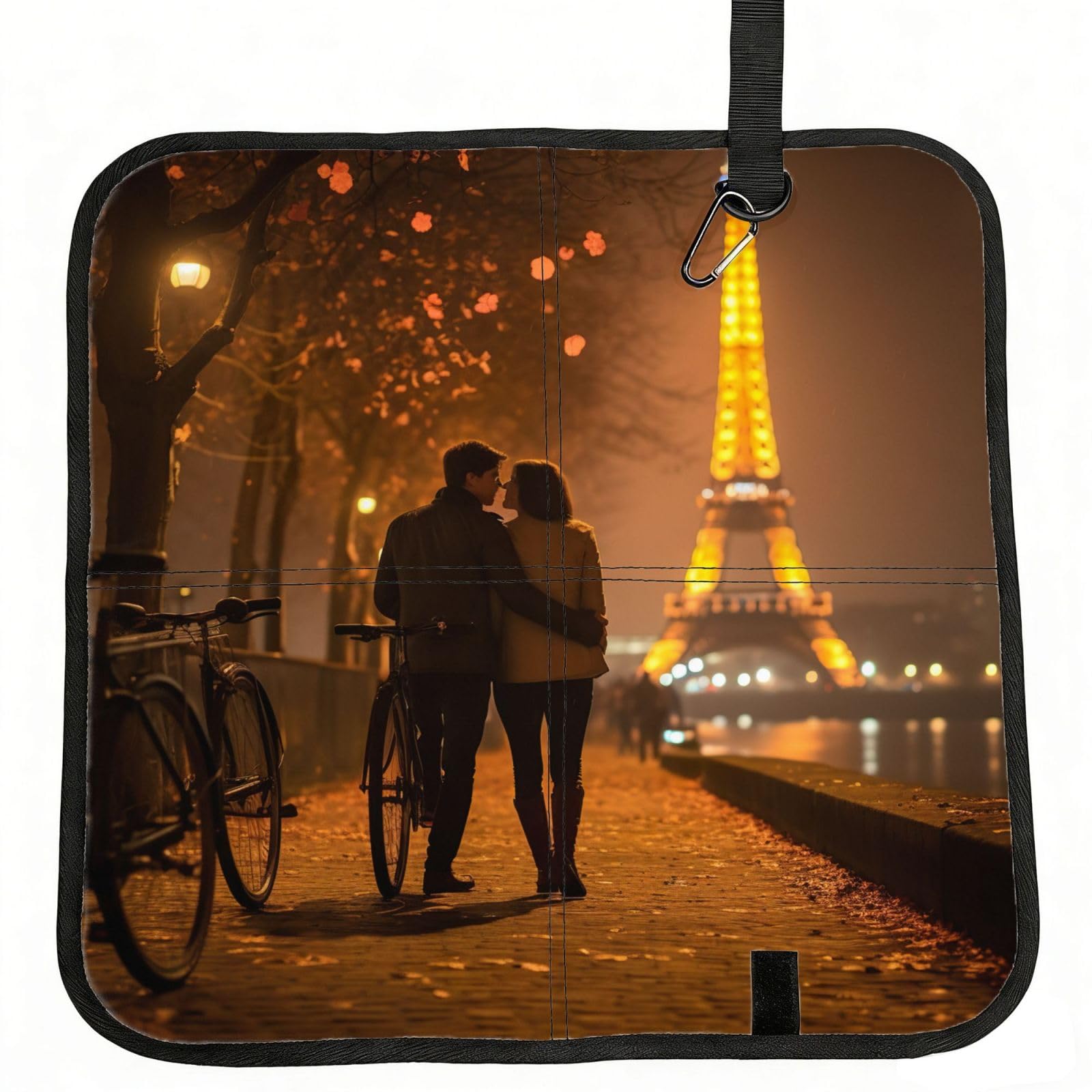 YGLHBDPBF Romantic Paris Eiffel Tower Bycicle Print Camping seat cushion,Foldable Sitting Pads,Save Backpack Space for Hiking