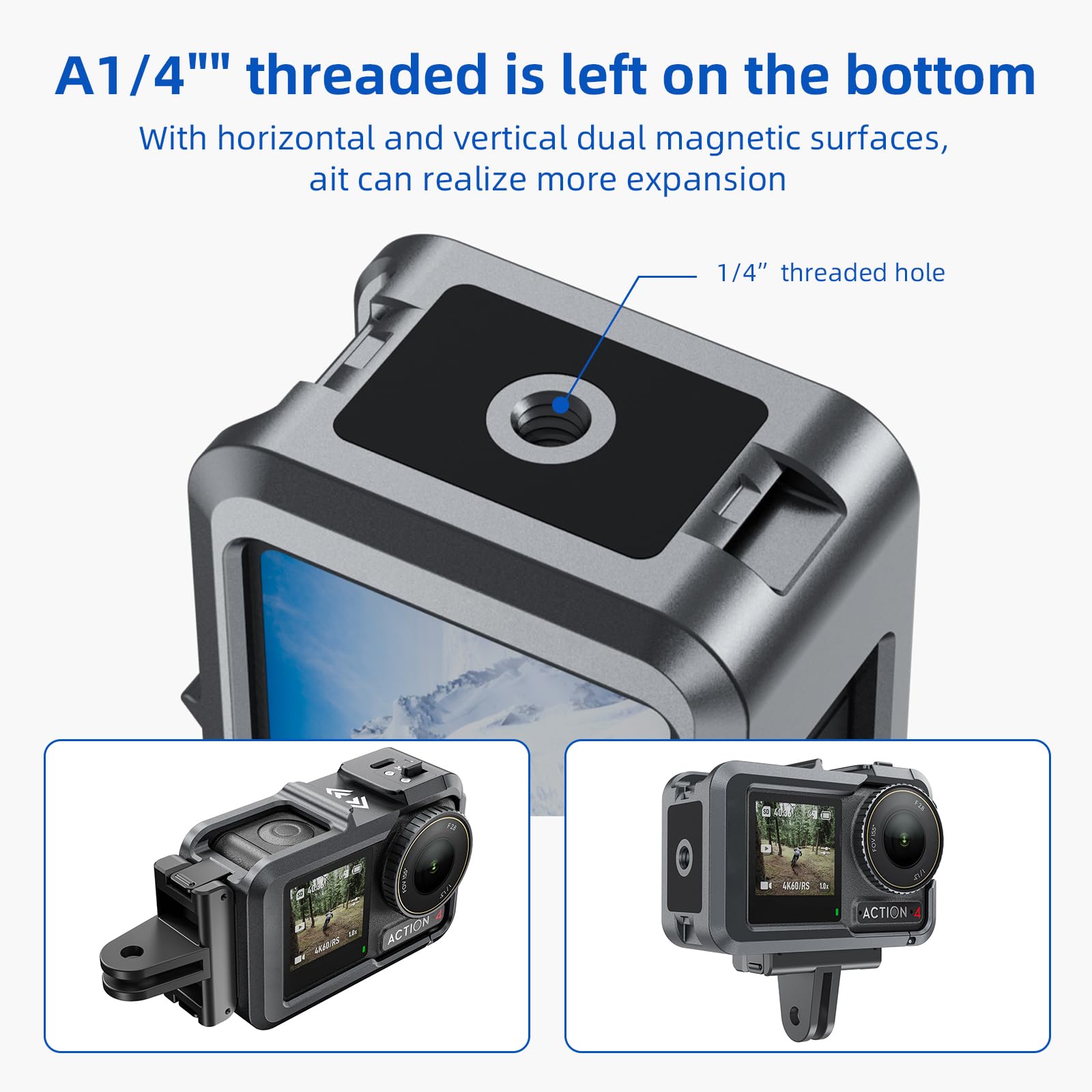 TELESIN Custodia Alluminio Per DJI Action 5/4/3 - Leggera, Con Attacco Filtri ND/CPL E Fredda Scarpetta - Foto 7